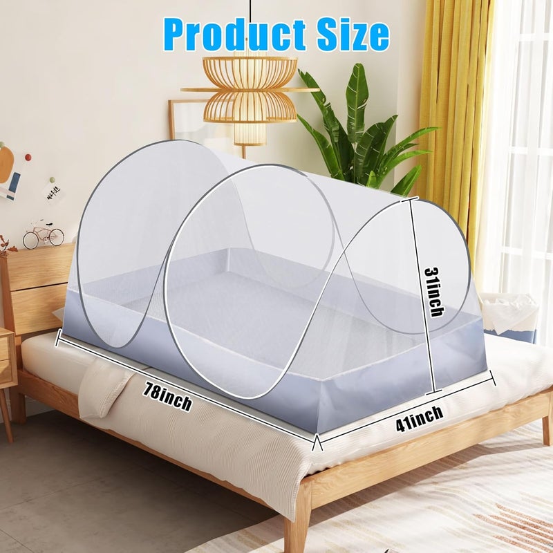 Axcoix Extra Large Pop Up Mosquito Tent, Portable Foldable Mosquito Net for Bed Camping Travel Patio (78 * 41 * 31inch) - Image 2